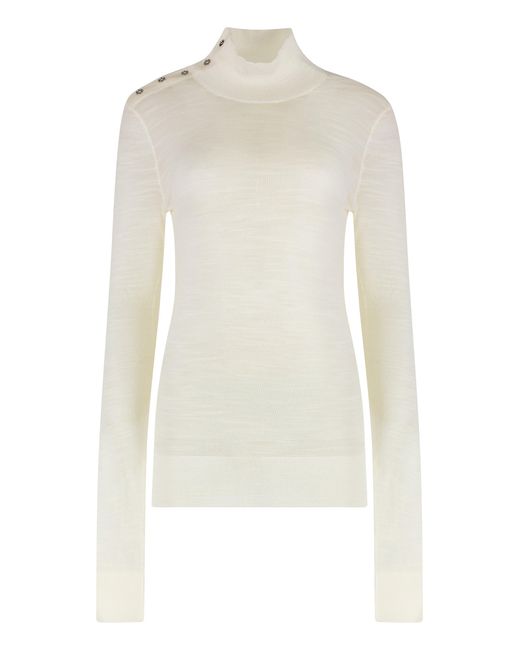 Totême  White Turtleneck Wool Pullover