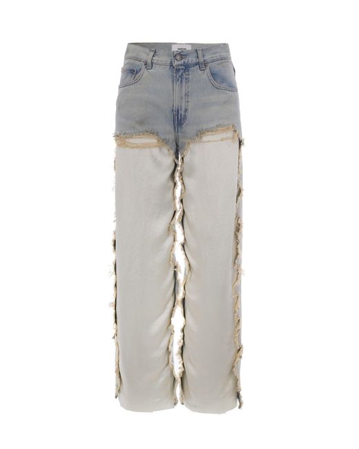 Haikure Gray Distressed Wide-Leg Jeans