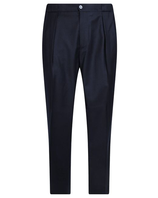 BRIGLIA Blue Flannel Pants for men