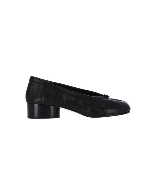 Maison Margiela Black Leather Split-Toe Ballet Flats