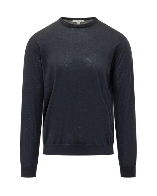 Malo Blue Basic Crew Neck Knit Sweater