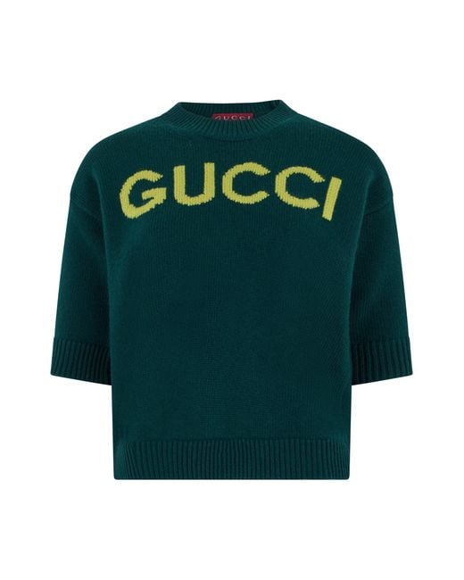 Gucci Green Logo Wool Sweater