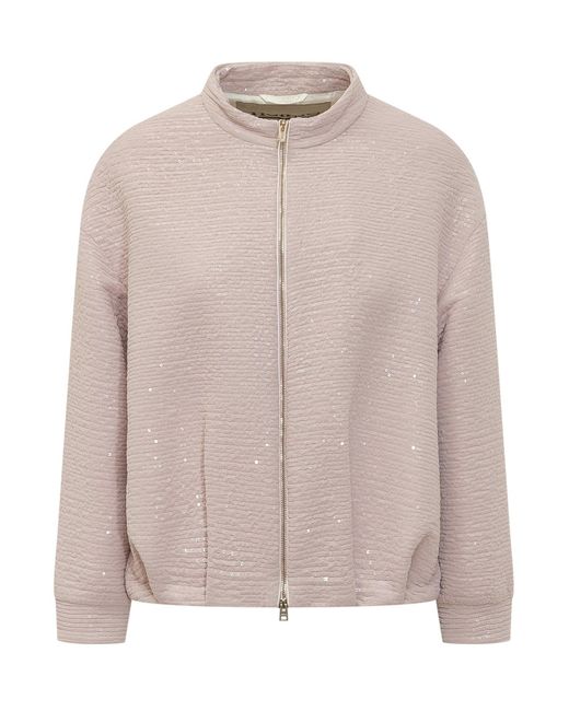 Herno Pink Mini Zip Jacket With Paintillettes
