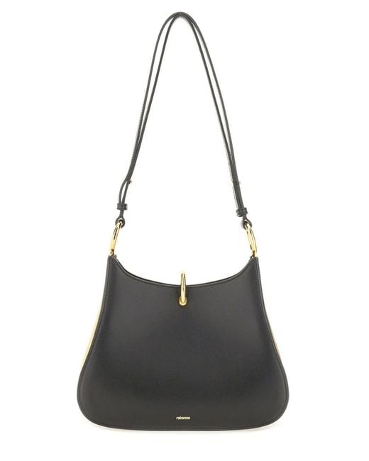 Rabanne Black Medium Leather Ring Bag