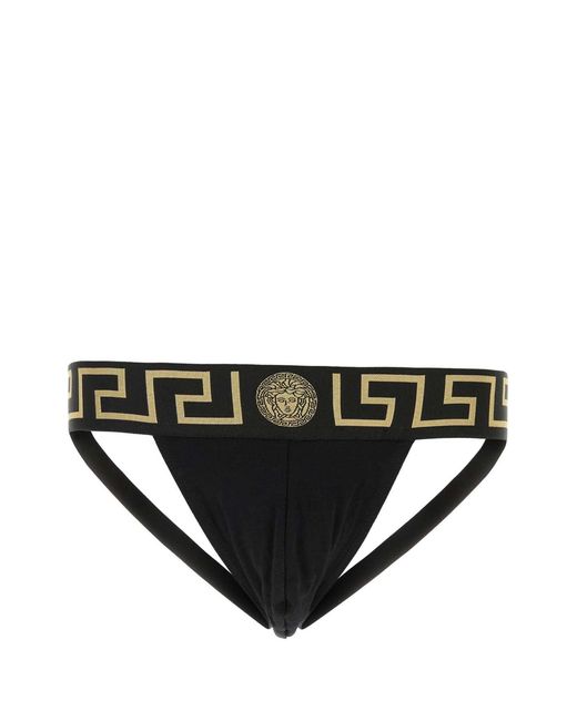 Versace Black Underpants Jock Strap Jersey Topeka Bi for men