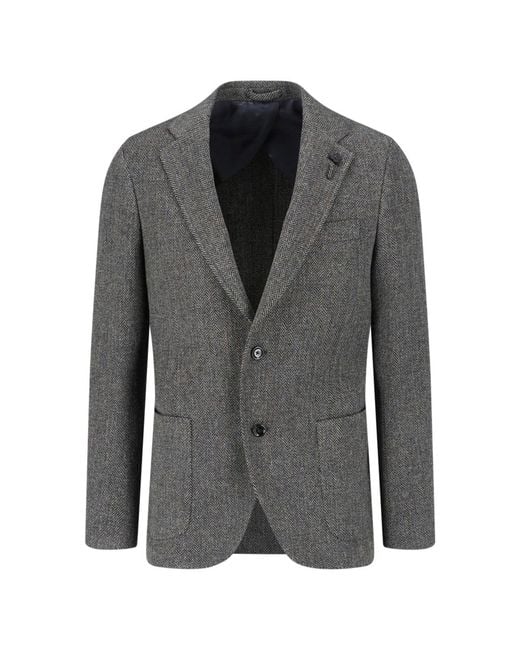 Lardini Gray Herringbone Wool Blazer for men