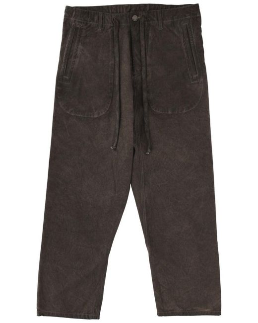 Uma Wang Gray Overdyed Denim Drawstring Pants for men