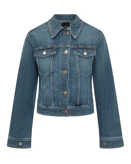 Pinko Blue Chic Jacket With Collar And Pockets