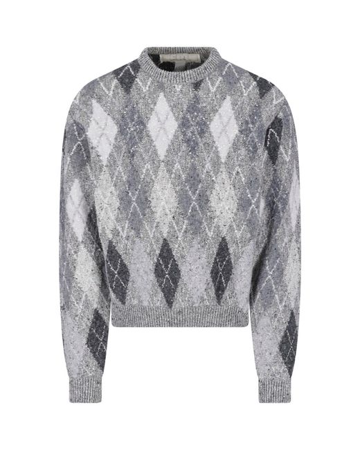 ERL Gray Argyle Knit Sweater
