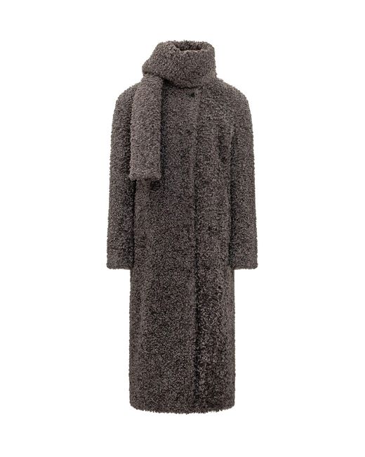 MSGM Gray Tailored Overcoat With Elevated Structure