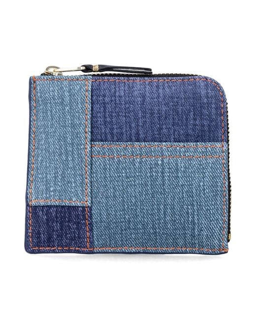 Comme des Garçons Blue Denim Effect Leather Zip Wallet