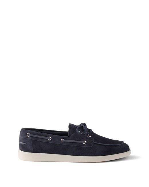 Prada Blue Luxe Moccasins for men