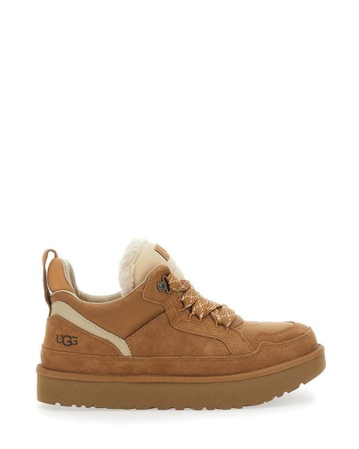 Ugg Brown Low Top Logo Patch Suede & Fabric Sneaker For for men