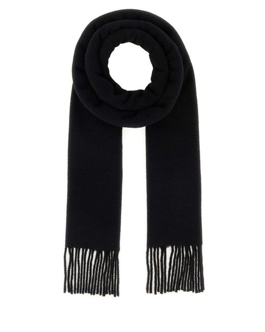 AMI Black Ami Wool Scarf for men