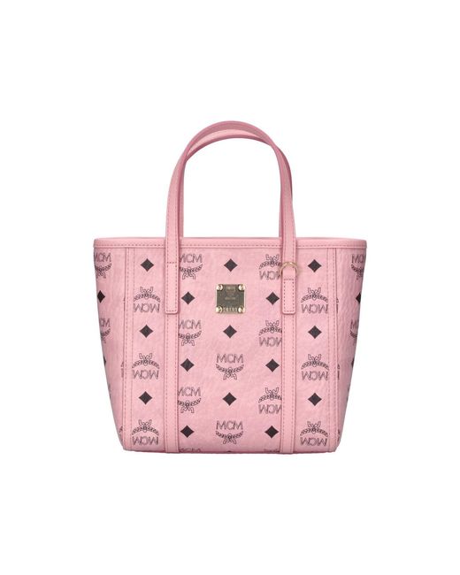 MCM Pink Logo-Print Tote Bag