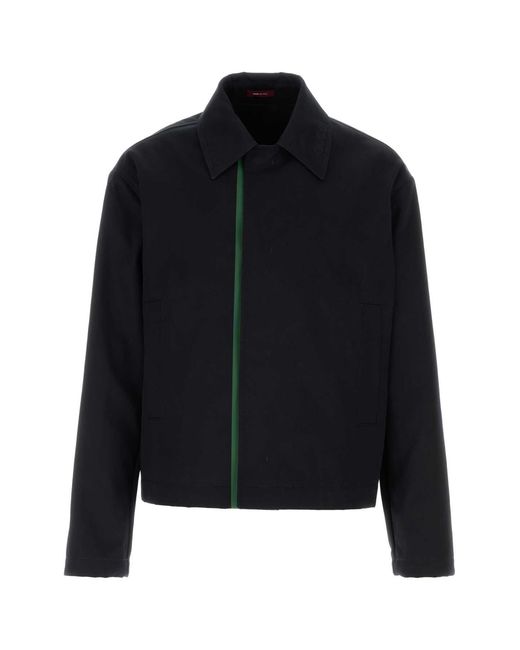 Gucci Black Embossed Cotton Gabardine Long Sleeve Coach Jacket