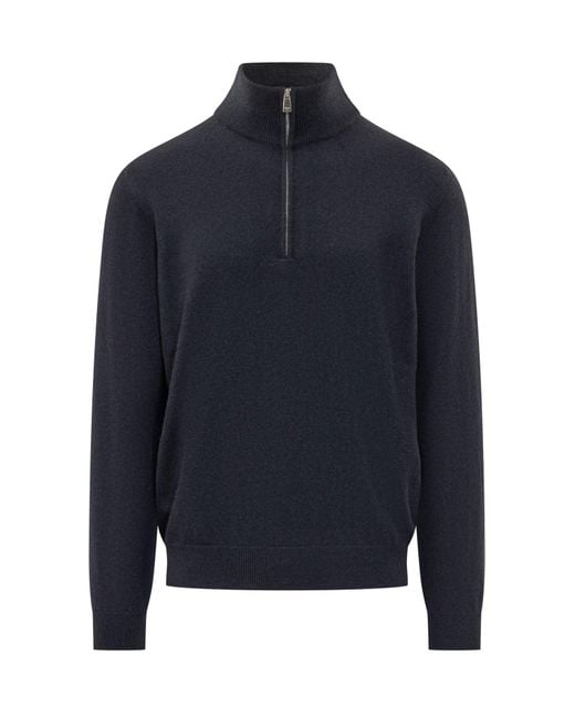 Malo Blue Basic Zip-Up Knit Sweater