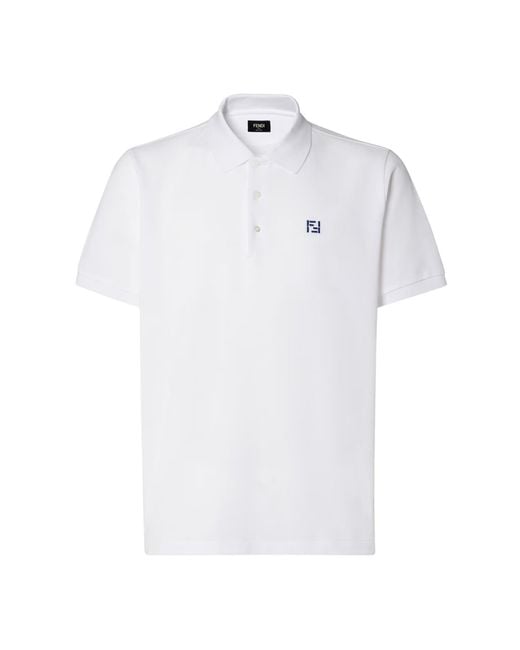 Fendi White Polo With Logo for men