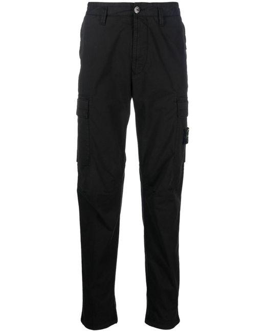 Stone Island Black Stone Logo-Patch Trousers for men