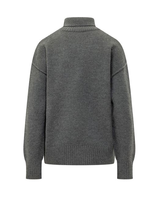 AMI Gray Funnel Neck Sweater