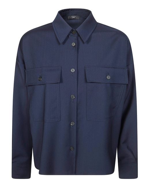 Weekend by Maxmara Blue Sale Single-Breasted Long-Sleeved Jacket