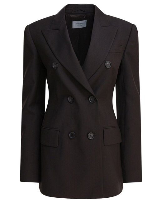 Sportmax Black Double-Breasted Wool Blazer Jackets And Coats