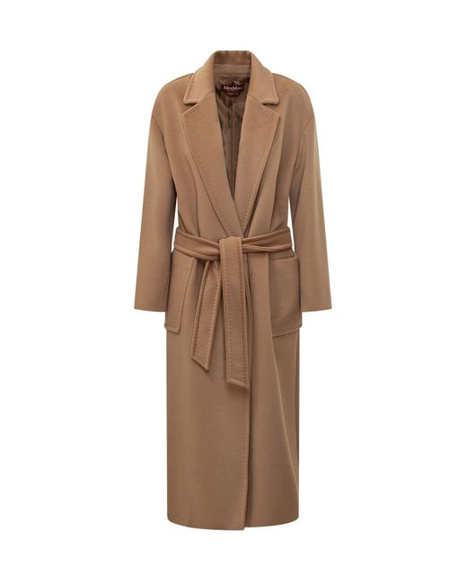 Max Mara Brown Long Double-Breasted Overcoat