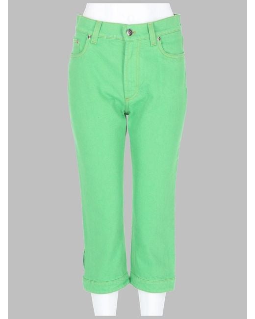 Versace Green Cropped Straight-Leg Jeans