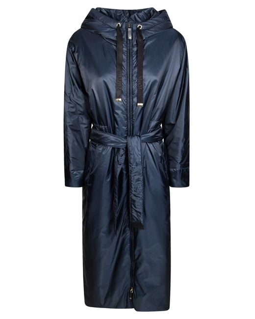 CUBE MAX MARA Blue Long Padded Jacket For