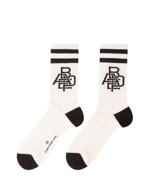 A Bathing Ape Black Line Crew Socks for men