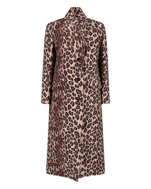 Alberto Biani Brown Leopard Print Long Coat