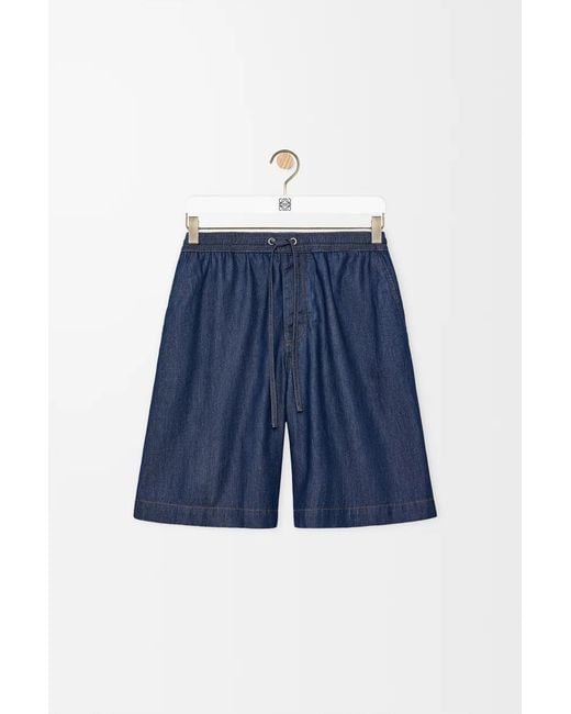 Loewe Blue Denim Drawstring Shorts for men