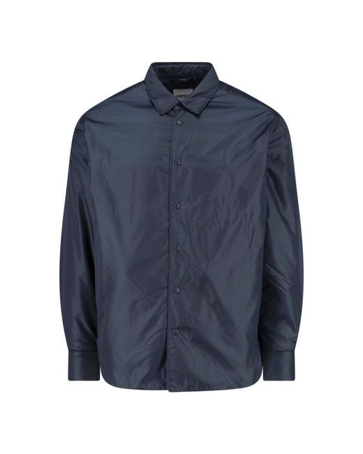Aspesi Blue Lightweight Button-Front Shirt Jacket for men