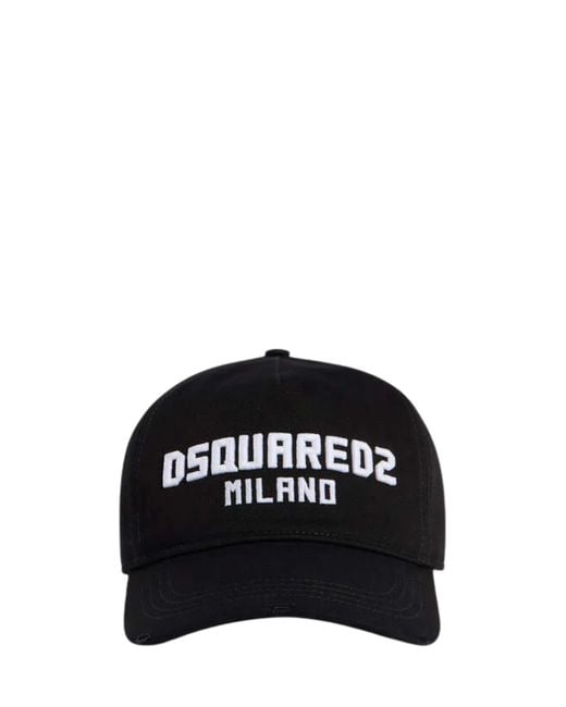 DSquared² Black Disquared2 Milano Patch Hat for men