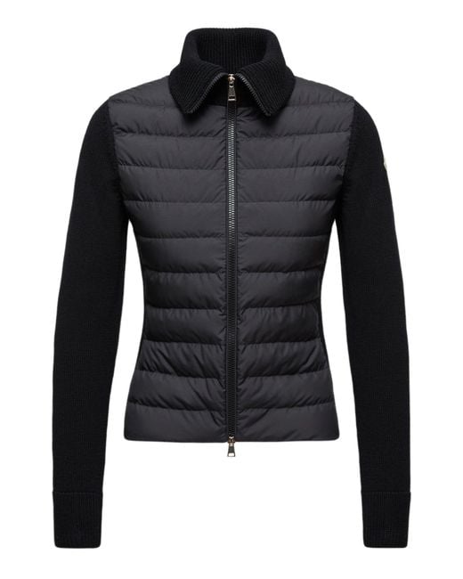 Moncler Black Down-Filled Point Collar Zip-Front Jacket