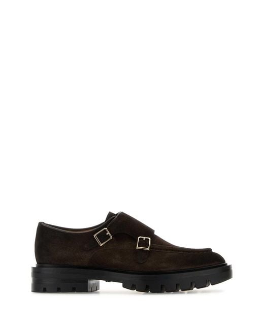 Santoni Black Suede Loafers