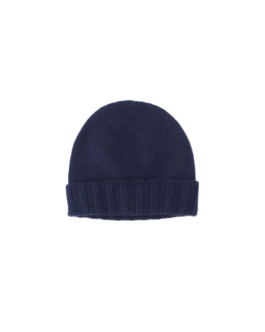 Drumohr Blue Ribbed Knit Beanie for men