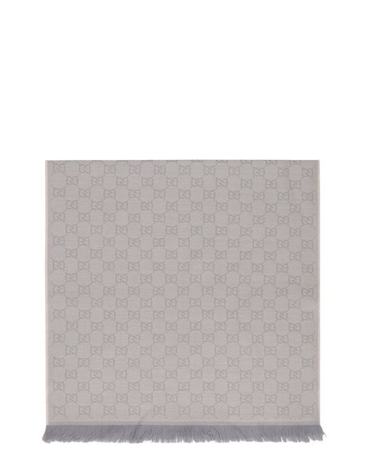 Gucci Gray Wool Scarf Gg