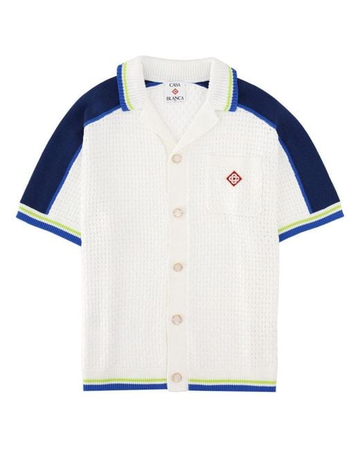 Casablanca Blue Short Sleeve Crochet Shirt for men