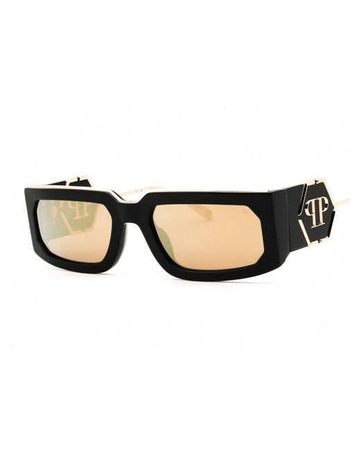 Philipp Plein Natural Spp119M Acetate Rectangular Sunglasses