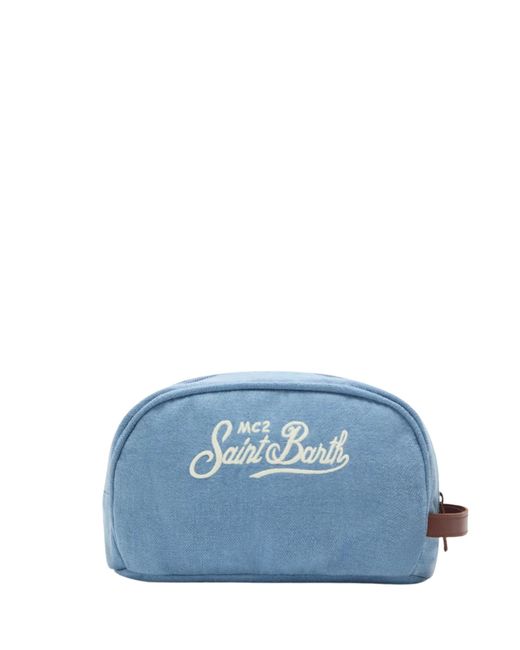 Mc2 Saint Barth Blue Canvas Zip Pouch for men