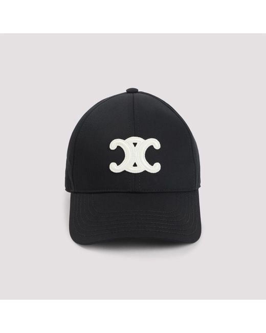 Céline Black 100% Cotton Logo Baseball Cap For
