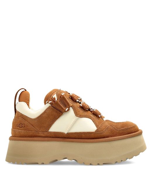 Ugg Brown Mini Platform Sneakers With Webbing Pull
