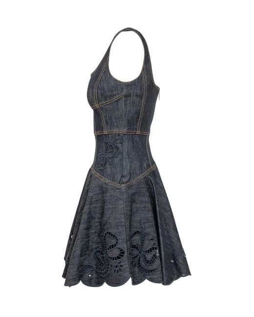 Self-Portrait Blue Chic Bow Mini Dress