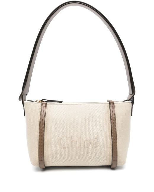 Chloé White Mini Bag With Adjustable Strap And Oversized Logo