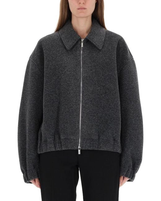 Helmut Lang Black Solid Shirt Collar Jacket