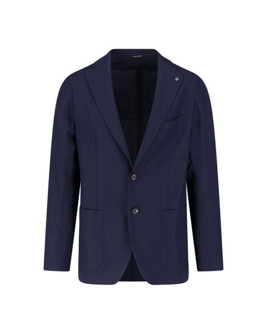 Tagliatore Blue Virgin Wool & Elastane Jacket for men