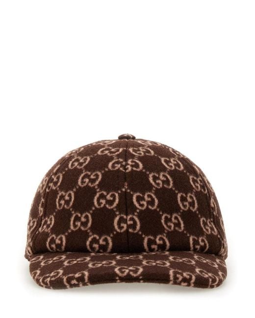 Gucci Brown Gg Canvas Wool Baseball Cap