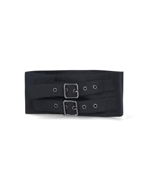 ANDAMANE Black Double Buckle Wide Waist Belt