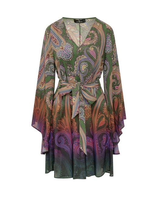 Etro Multicolor Elegant Draped Gown
